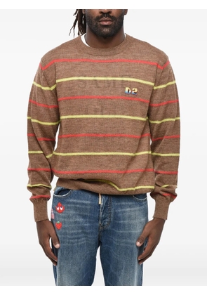 DSQUARED2 striped embroidered sweater - Brown