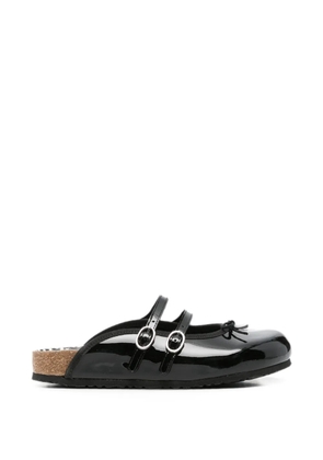 Birkenstock buckled patent-finish mules - Black