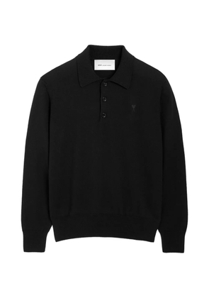 AMI Paris wool polo with Ami de Coeur - Black