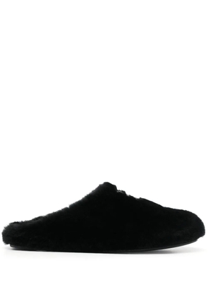 Givenchy logo-plaque shearling slides - Black