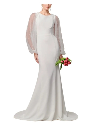 WILLA embellished mesh-sleeve maxi dress - White