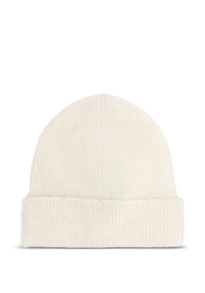 ISABEL MARANT logo-patch ribbed beanie hat - Neutrals