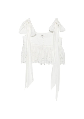 Chloé broderie-anglaise tie-fastening top - White