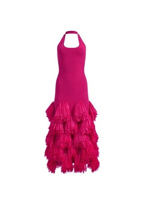 Aje Elva raffia-knit midi dress - Pink