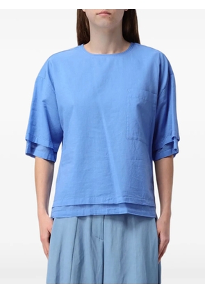 Tela drop-shoulder short-sleeve blouse - Blue