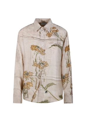 Pierre-Louis Mascia Aloe floral-print long-sleeve shirt - Neutrals