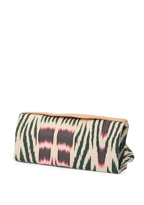 RABENS SALONER large Suli ikat-print leather-trim clutch bag - Neutrals
