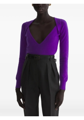 Mugler cashmere V-neck knit top - Purple
