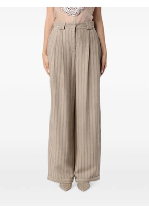 Emporio Armani stripe-print high-waisted palazzo pants - Neutrals
