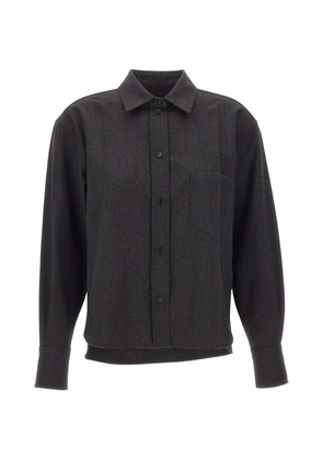 Victoria Beckham VB-embroidered cropped shirt - Grey