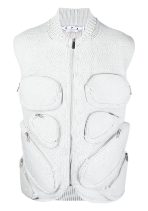 Off-White multiple-pocket knit gilet - Grey