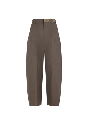 sacai belted pleated trousers - Brown