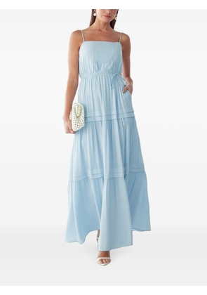 ST MRLO pintuck-detail tiered midi dress - Blue