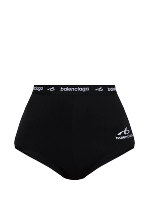 Balenciaga logo-print high-waisted mini shorts - Black