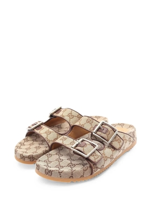 Gucci Pre-Owned 2010s GG canvas buckle slide sandals - Neutrals