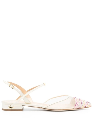 Jennifer Chamandi Vittorio mesh leather slingback point-toe flats - Neutrals
