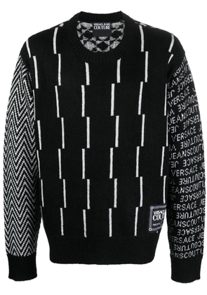 Versace Jeans Couture geometric intarsia-knit jumper - Black