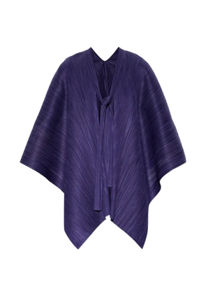 Pleats Please Issey Miyake pleated tie-neck cape - Purple