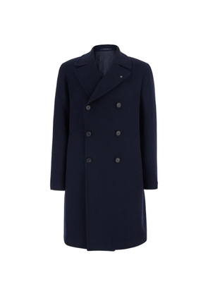 Tagliatore double-breasted twill-weave coat - Blue