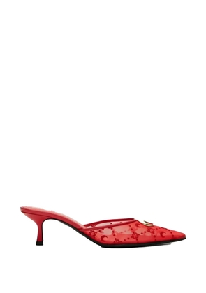 Marine Serre Flock Kitten mesh mules - Red