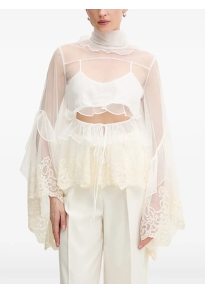Bardot Anyssa lace-trimmed ruffled top - White