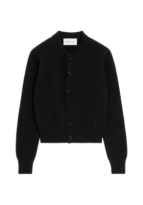 AMI Paris crew-neck cashmere cardigan with Ami de Coeur - Black