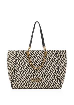 LIU JO large jacquard chain-detail tote bag - White
