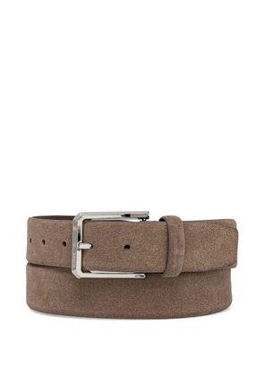 BOSS suede silver-buckle belt - Brown
