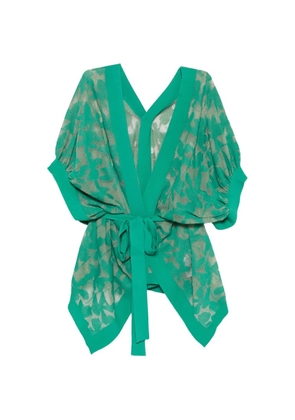 Liviana Conti floral-lace belted kimono - Green