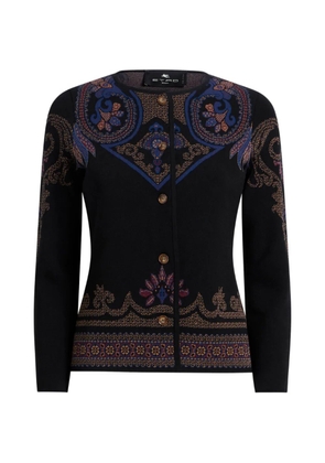 ETRO jacquard cardigan with foliage motif - Black