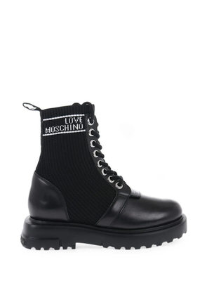 Moschino panelled lace-up combat boots - Black