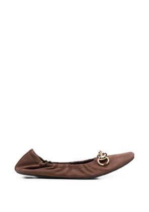 Gucci elasticated ballet flats - Brown