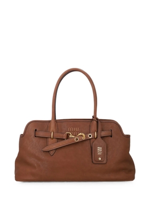 Miu Miu large Aventure napa leather tote bag - Brown