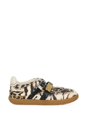 GANNI animal-print buckle ballet flats - Neutrals