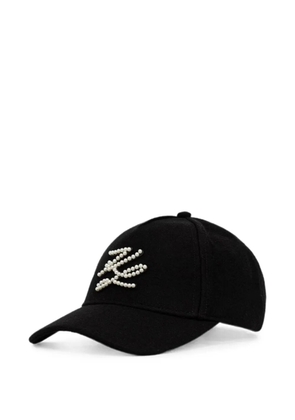 Karl Lagerfeld pearl-embellished logo-embroidered cap - Black