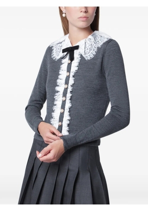 Self-Portrait lace-collar grey knit cardigan