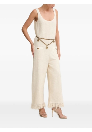 Elisabetta Franchi fringe-trim chain-belt jumpsuit - Neutrals