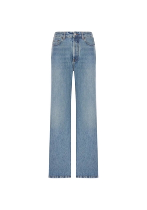 Miu Miu logo-embroidered straight-leg jeans - Blue