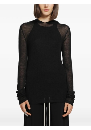 Rick Owens long-sleeve ribbed-knit cashmere T-shirt - Black
