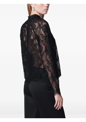 Self-Portrait lace-panelled high-neck blouse - Black