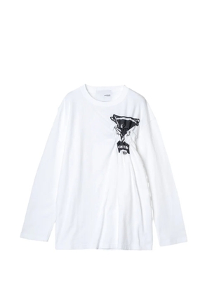 Yoshiokubo Ghost Track smocking-embroidered T-shirt - White