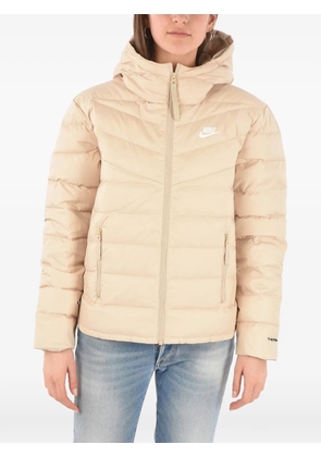 Nike logo-print quilted jacket - Neutrals