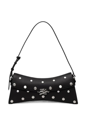 Karl Lagerfeld stud-embellished logo-plaque shoulder bag - Black