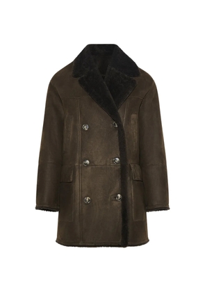 Yves Salomon double-breasted shearling pea coat - Brown