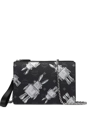 MCM Visetos-print robot-motif shoulder bag - Black