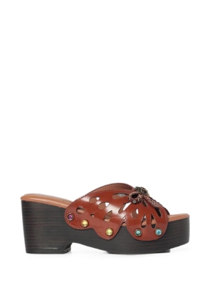 Kurt Geiger London cut-out embellished leather sandals - Brown