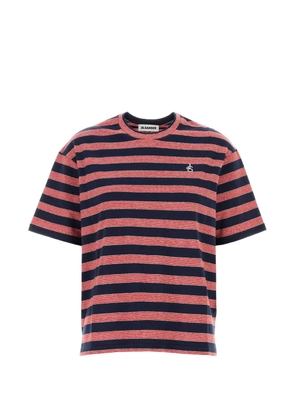 Jil Sander logo-embroidered striped T-shirt - Blue