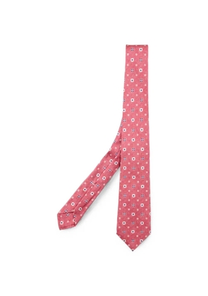 Kiton geometric-pattern tie - Pink