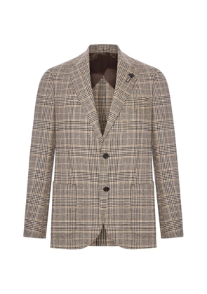 Lardini Prince of Wales check wool blazer - Neutrals
