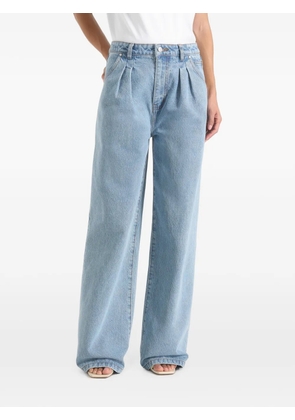 Manière De Voir Lucy in mid blue twin pleat wide-leg denim jeans